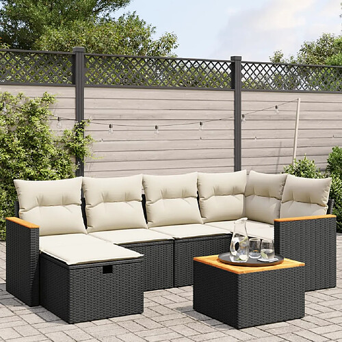 VIDAXL Salon de jardin avec coussins noir (7 pcs)
