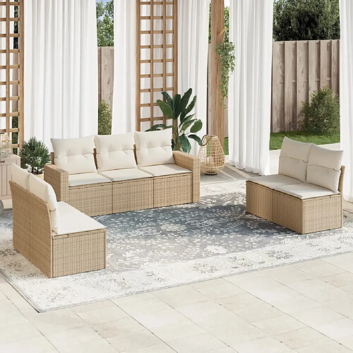vidaXL Salon de jardin résine tressée - Beige