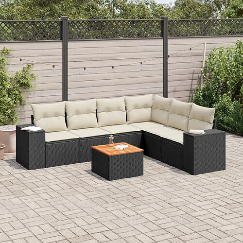 vidaXL Salon de jardin 7 pcs - Noir