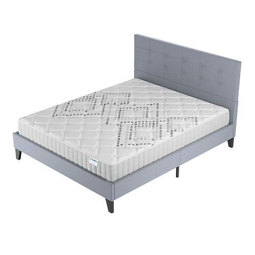 November Sleep Ensemble 140x190 cm, Lit avec tête de lit + Matelas Ressorts Ensachés, ép.20cm accueil mousse HR