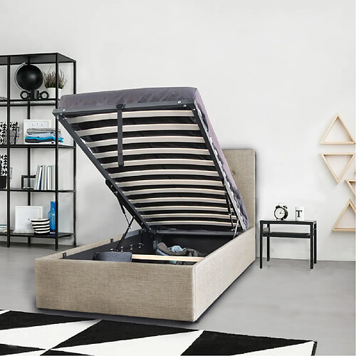 Le Quai Des Affaires Lit coffre PARMA 90x190 + 1 sommier / Beige