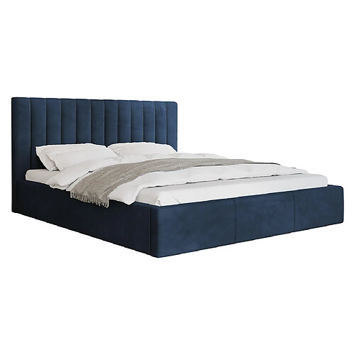 Bestmobilier Rosario Velours Bleu 140x200
