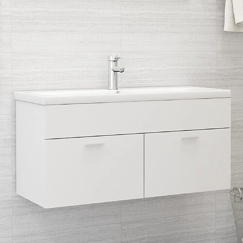 VidaXL Armoire d’évier salle de bain - Blanc bois d’ingénierie