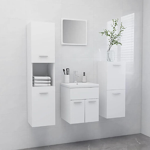 Ensemble vidaXL blanc aggloméré