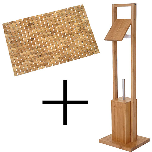Mendler Set salle de bain porte-rouleau + tapis - marron