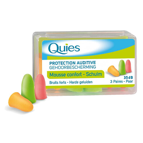 QUIES Bouchons d'Oreille Mousse - Multicolore - 3 Paires