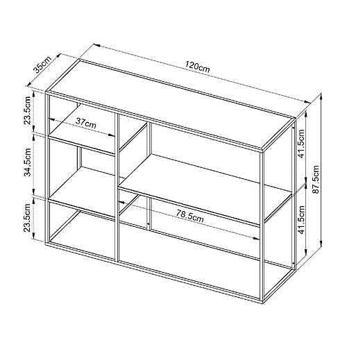 Helloshop26 Étagère autoportante 120 x 35 x 87,5 cm - Noir