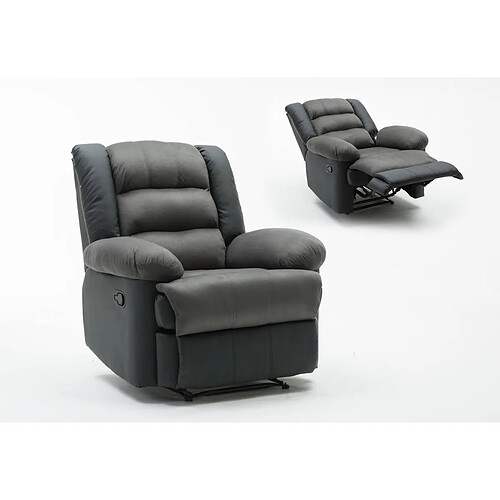 Habitat Et Jardin Fauteuil relax [ ]Buckingham[ ] - 85 x 93 x 100 cm - Noir / Gris foncé