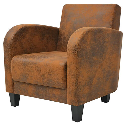 Helloshop26 Fauteuil club - Marron