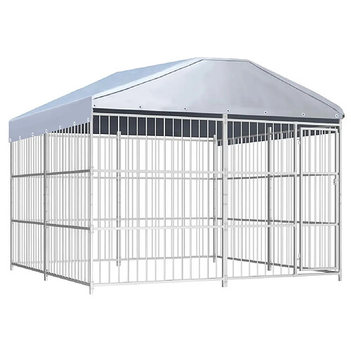 vidaXL Chenil avec toit 300 x 300 x 200 cm - Argenté