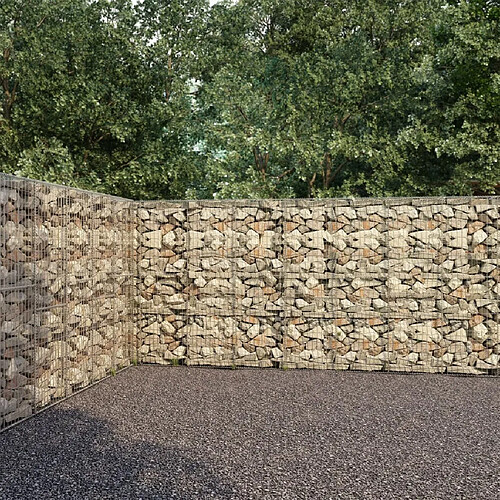 vidaXL Mur à gabion avec couvercles - Argenté