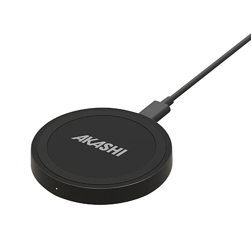 Akashi Chargeur sans fil QI 10W - Design rond, Noir