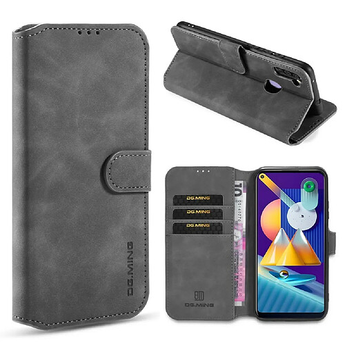 Dg.Ming Etui en PU style rétro gris pour votre Samsung Galaxy A11 (European Version)