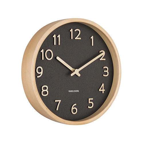 Karlsson KA5808WD Horloge Murale Ronde Pure Small Bois Clair Beige D22 x 4,5 cm