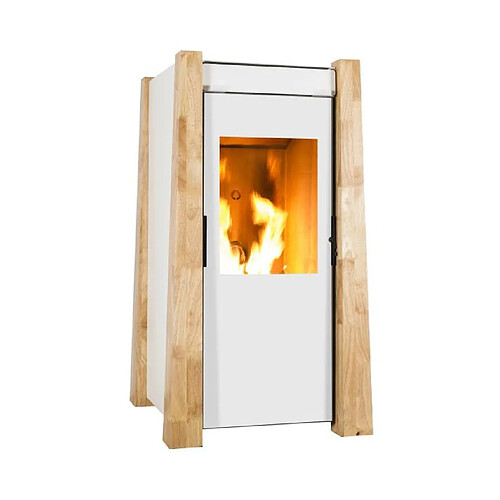 Poêle à granulés de bois 9.5kw blanc/chêne - 20886 - Keops - ECOFOREST