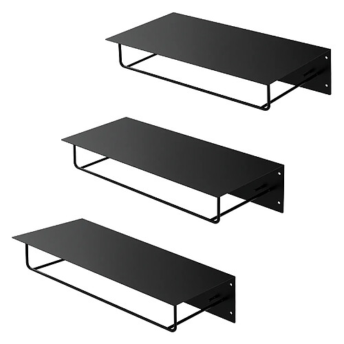 ML-Design Portemanteau mural avec étagère - Noir