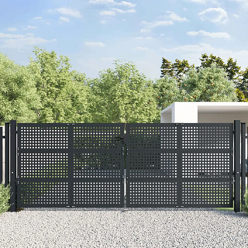 VIDAXL Portail de jardin acier anthracite 400x150 cm