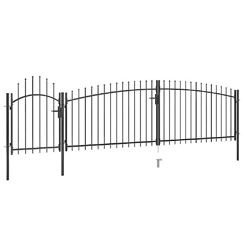 vidaXL Portail de clôture jardin acier 5 x 1,75 m - Noir