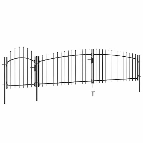 vidaXL Portail clôture jardin 5x1,5 m Noir