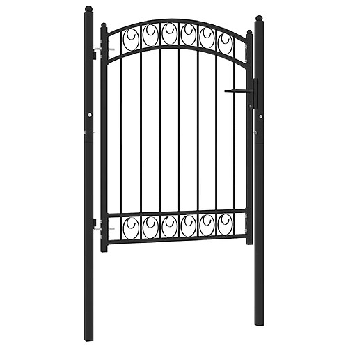vidaXL Portail de clôture 100x125 cm - Haut arqué noir