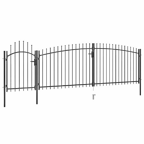 vidaXL Portail avec dessus en lance 5x2 m Noir