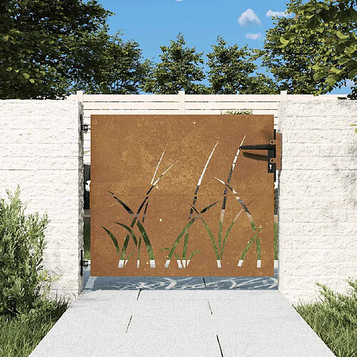 VIDAXL Portail de jardin acier corten - Design herbe
