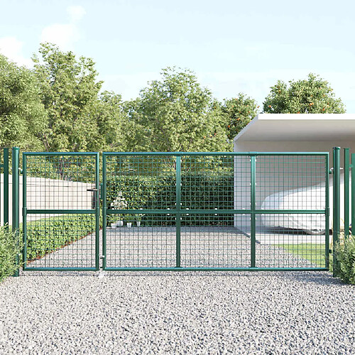 vidaXL Portail de jardin maille acier 350 x 175 cm - Vert