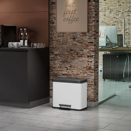 Hailo Oko Trio Plus Poubelle à pédale - 3x9 L - Blanc