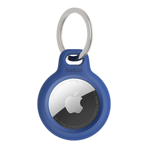 Belkin Coque avec anneau métallique Twist and Lock pour Apple AirTag - Bleu