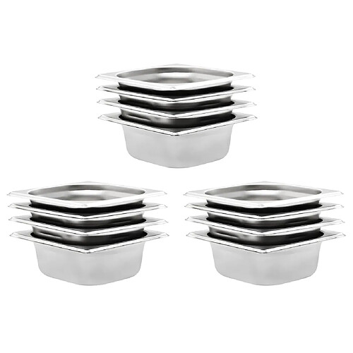 VidaXL Récipients Gastronorm 12pcs - Inox