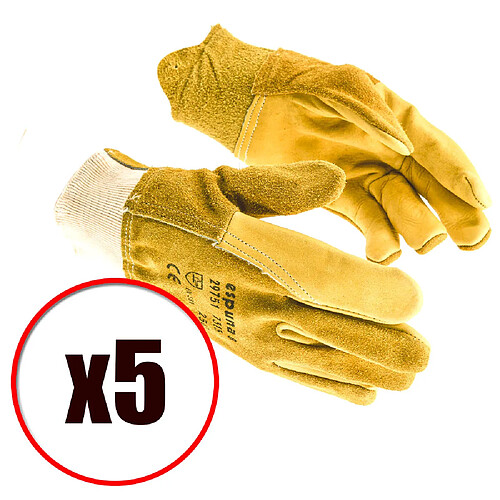 Manut Espuna - 5 Paires de Gants Cuir, Fleur de Bovin