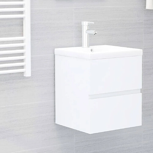 VidaXL Armoire d'évier avec lavabo intégré - Blanc