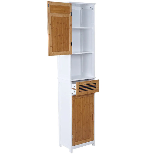 Decoshop26 armoire salle de bain bambou - Blanc