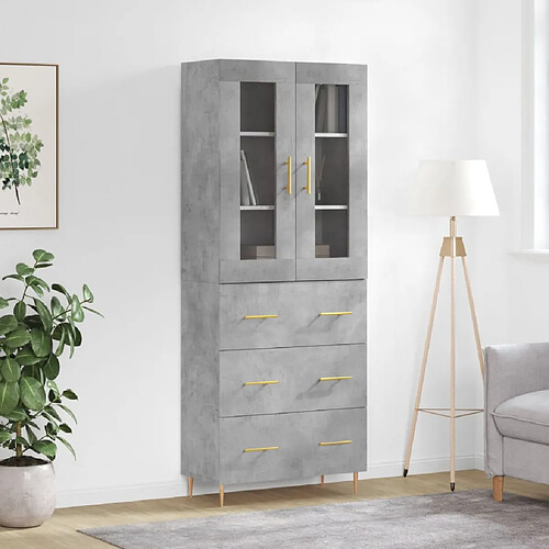 VIDAXL Buffet Haut Gris Béton 69.5x34x180 cm