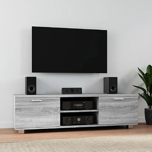 vidaXL Meuble TV - 140 cm - Sonoma gris - Bois d'ingénierie