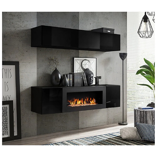 Ac-deco Meuble TV mural - Noir