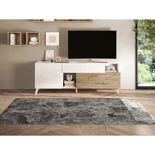 Vente-Unique Donala Meuble TV 181 cm Blanc Naturel
