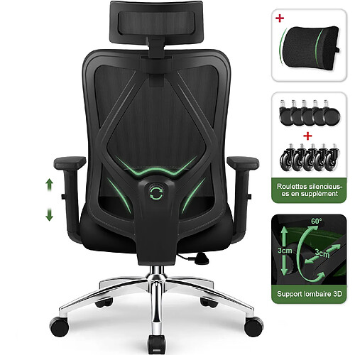 Homimaster Lexzurn Chaise de Bureau - Noir