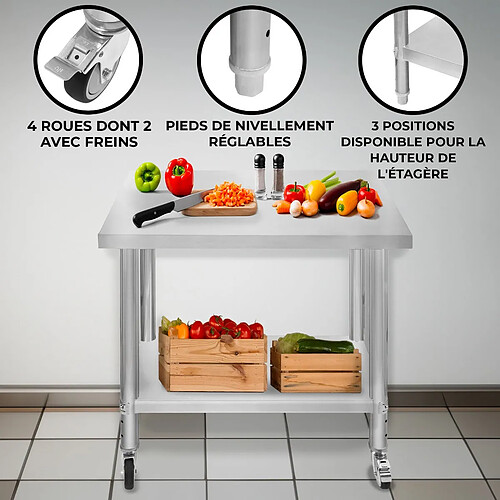 Monstershop Table de travail inox cuisine - Argent