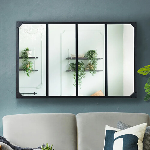 Idmarket MARKET Miroir verrière - Métal Noir