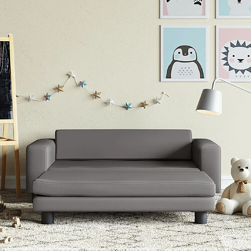 vidaXL Canapé avec repose-pied - Enfants gris