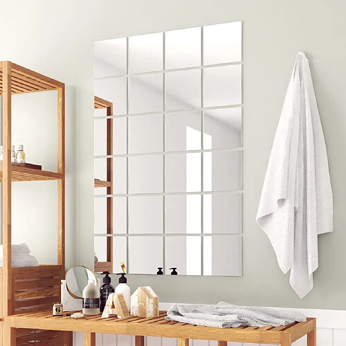 VidaXL Carreaux de miroir carrés - 24 pièces