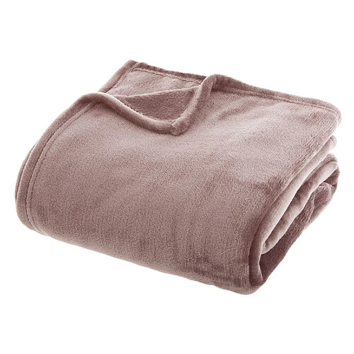 Atmosphera Grand Plaid en flanelle uni - 230x180 - Rose