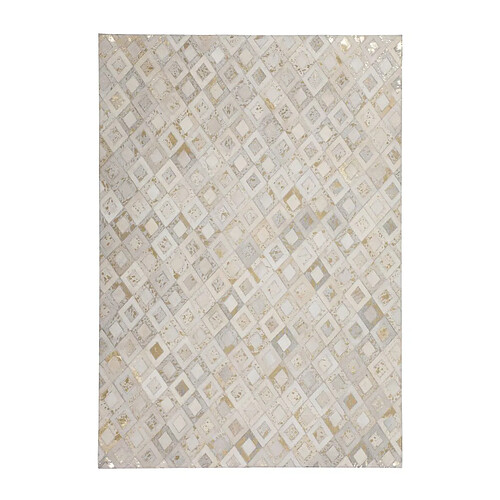 Paris Prix Tapis en Cuir Effet Métallique Spark - Ivoire & Or - 80 x 150 cm