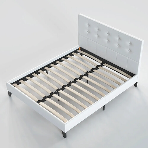 November sleep Lit sommier simili cuir - Blanc