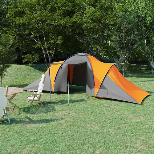 vidaXL Tente de camping 6 personnes - Gris et Orange