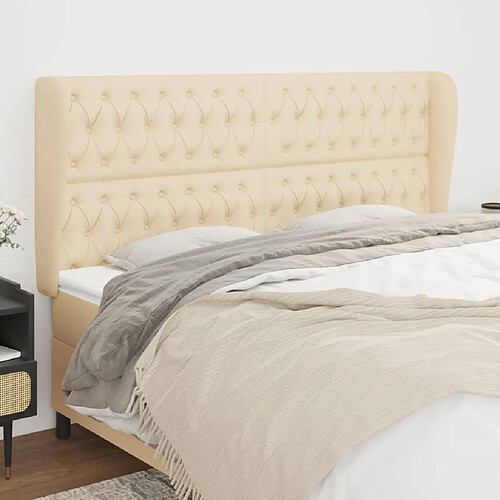 vidaXL Tête de lit avec oreilles - Crème - 183x23x118/128 cm