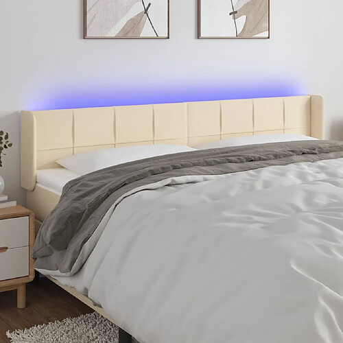 vidaXL Tête de lit à LED Crème 163 cm