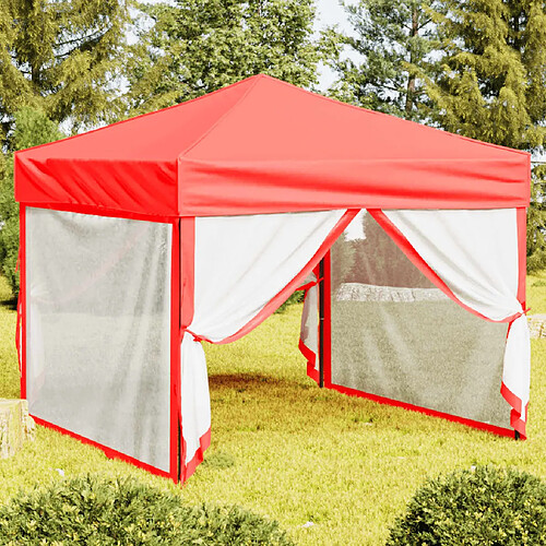 vidaXL Tente Réception Pliable avec Parois 3x3 m Rouge