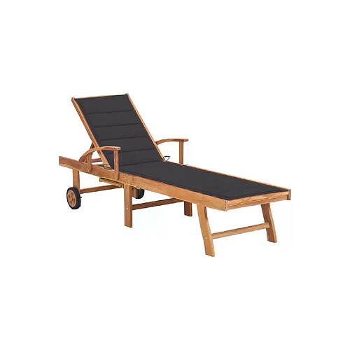 Helloshop26 Chaise longue de jardin - Anthracite